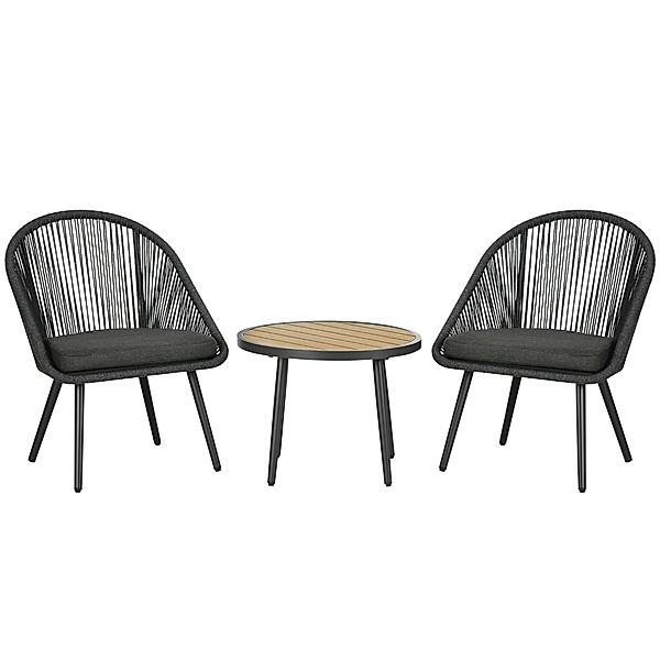 Gartenmöbel-Set mit 2 Stühlen grau (Farbe: grau)