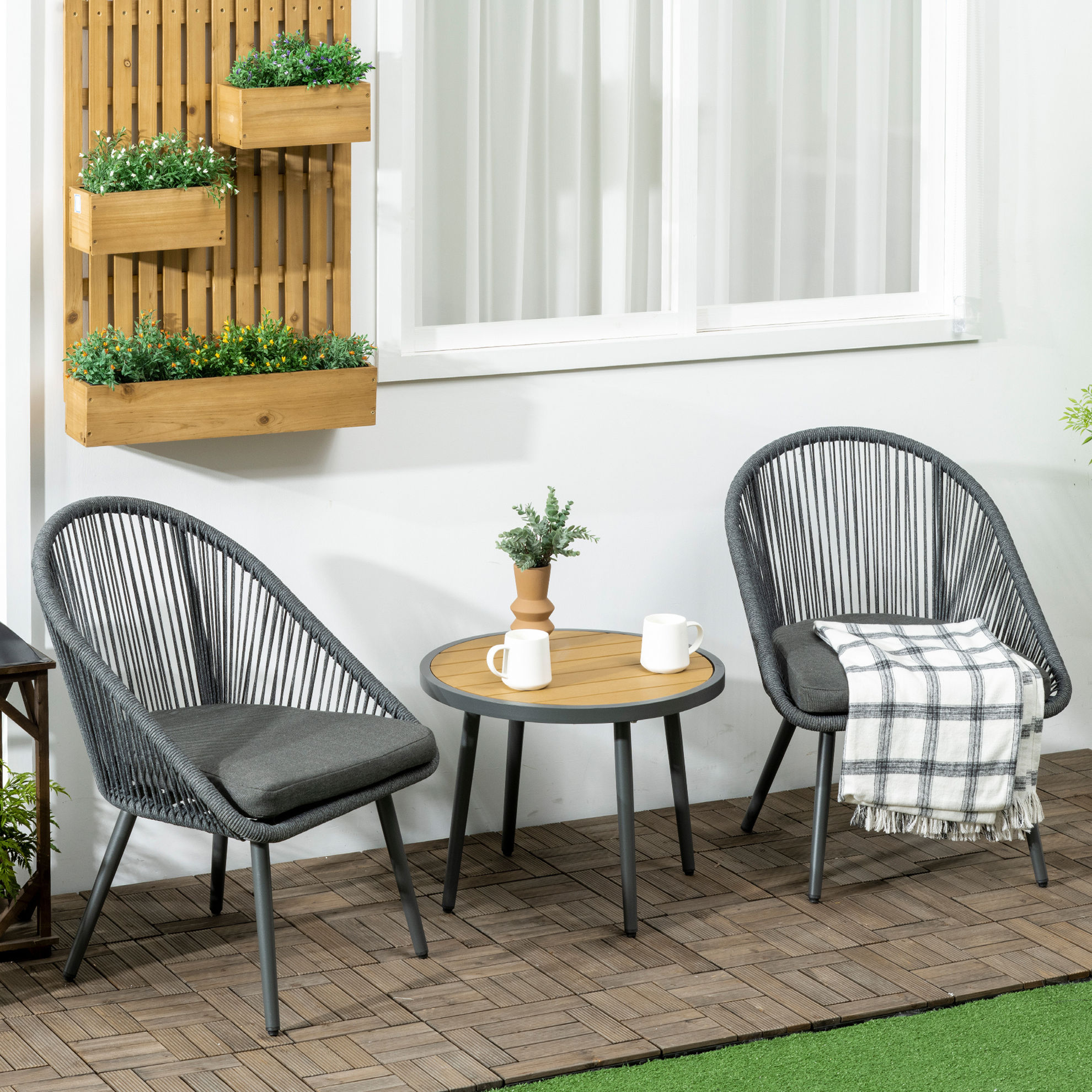 Gartenmöbel-Set mit 2 Stühlen grau Farbe: grau | Weltbild.de