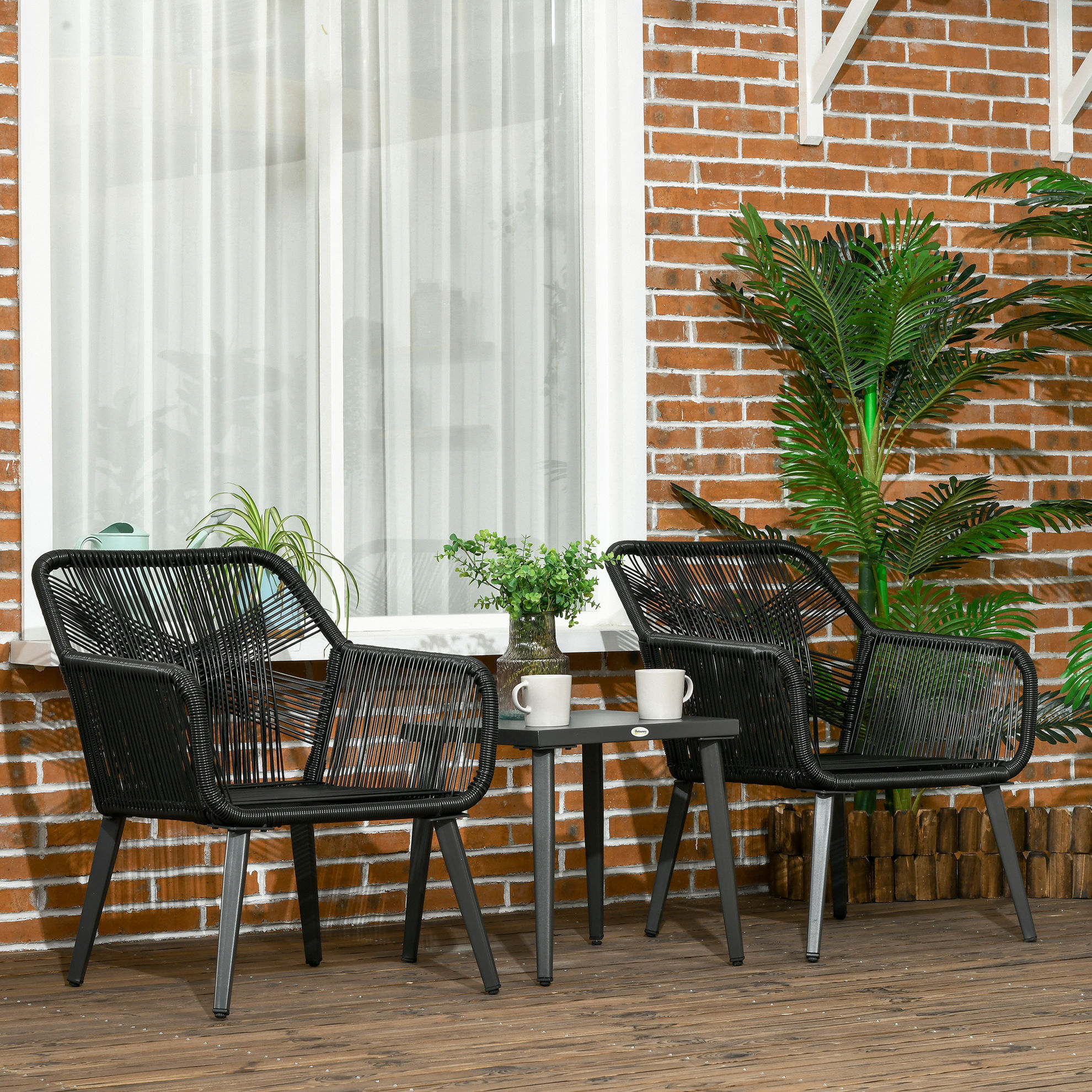 Gartenmöbel-Set mit 2 Stühlen schwarz Farbe: schwarz | Weltbild.de