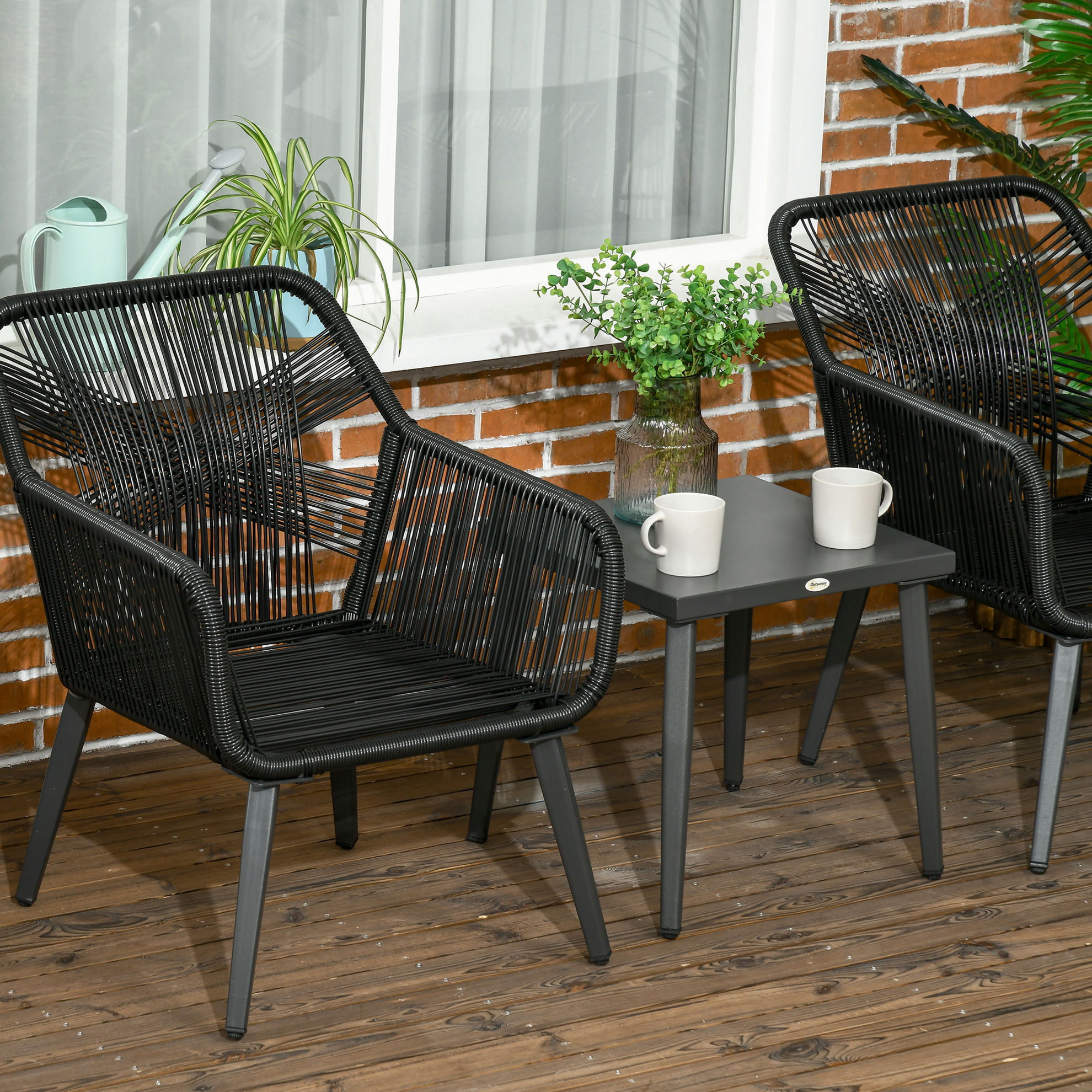Gartenmöbel-Set mit 2 Stühlen schwarz Farbe: schwarz | Weltbild.de