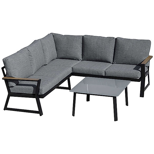 Gartenmöbel Set mit Sitzkissen grau (Farbe: grau)