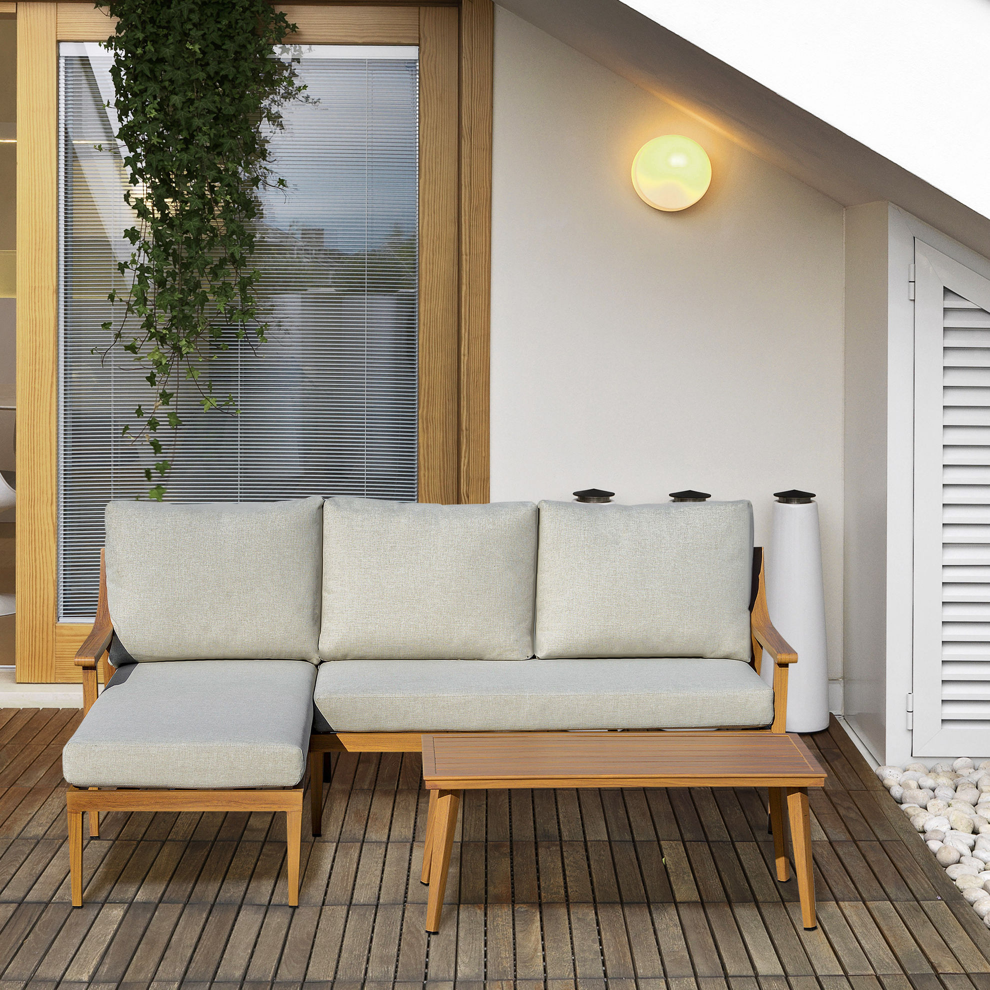 Gartenmöbel Set mit Sitzkissen natur Farbe: naturholz | Weltbild.de