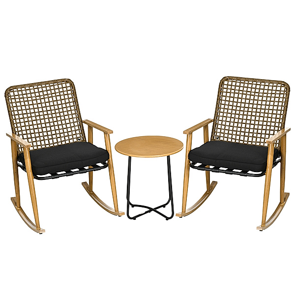 Gartenmöbel-Set mit Sitzkissen schwarz (Farbe: schwarz)