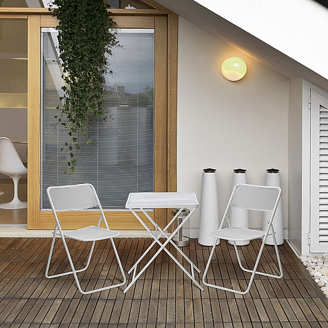 Gartenmöbel-Set mit Stahlrahmen weiß Farbe: weiß | Weltbild.de