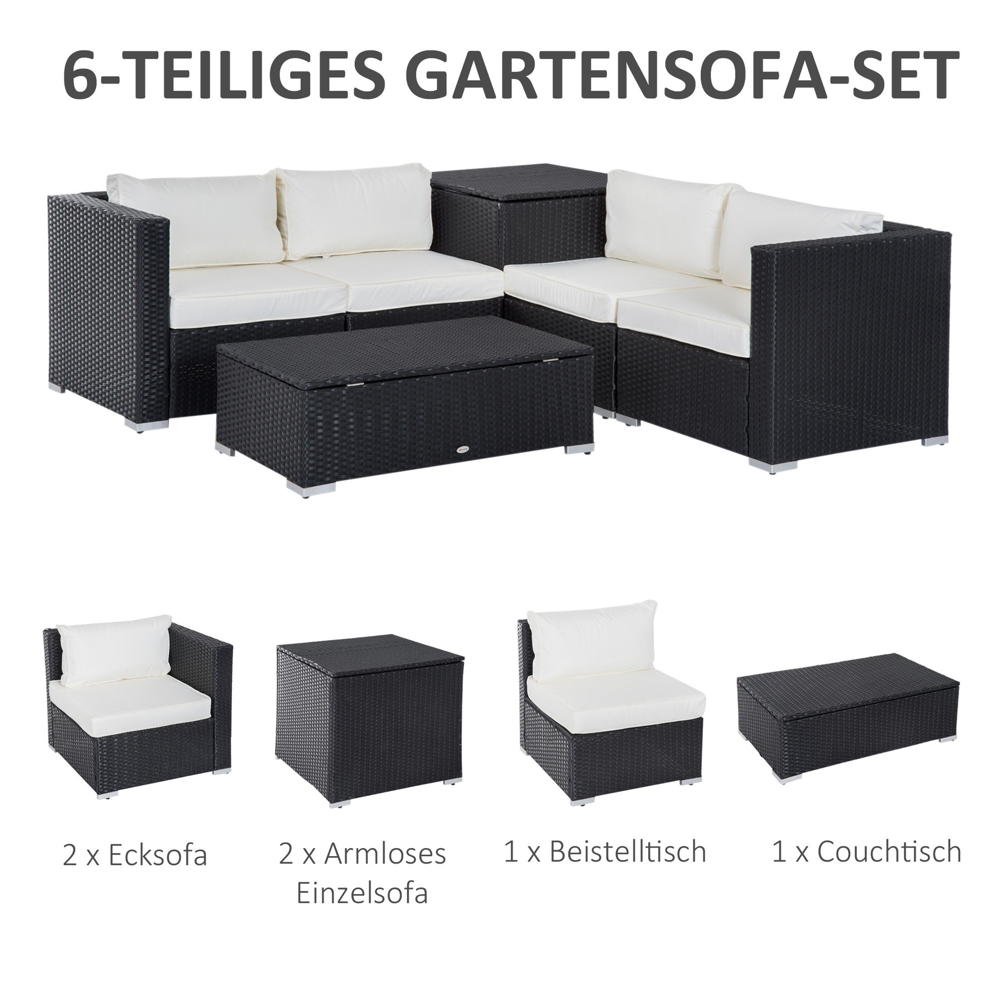 Gartenmöbel Set mit Stauraum Farbe: schwarz | Weltbild.de