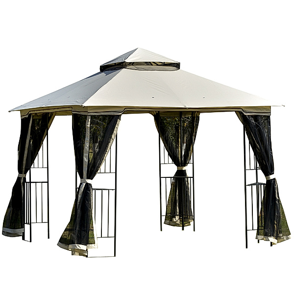 Gartenpavillon mit Doppeldach (Farbe: beige)