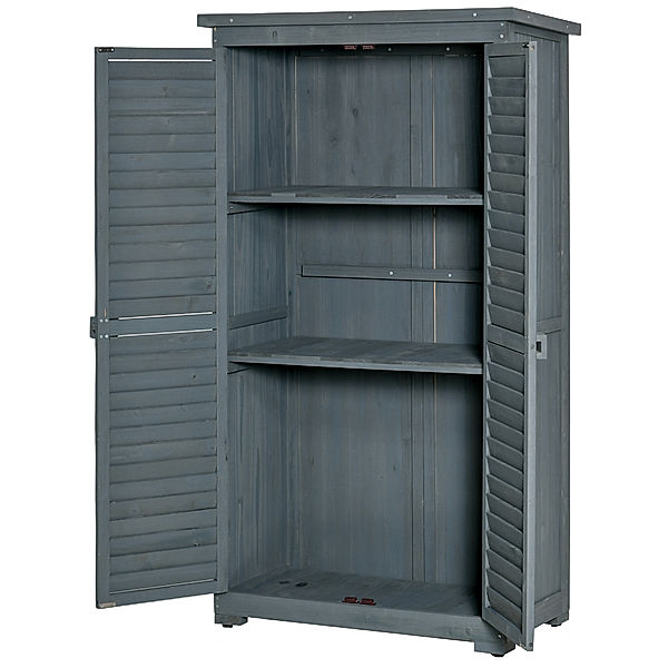 Gartenschrank mit Lamellentüren (Farbe: grau)