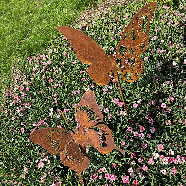 Gartenstecker Butterfly Duo, Rostdeko