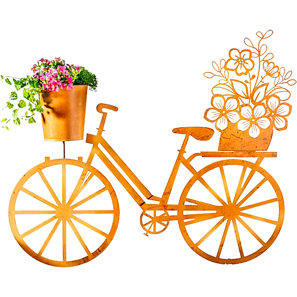 Gartenstecker Fahrrad mit Pflanztopf