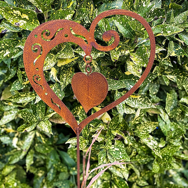 Gartenstecker Herz Sweetheart, Edelrost, ca. 65 cm