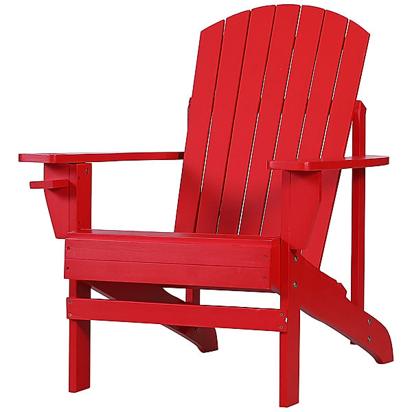 Gartenstuhl aus Massivholz (Farbe: rot)