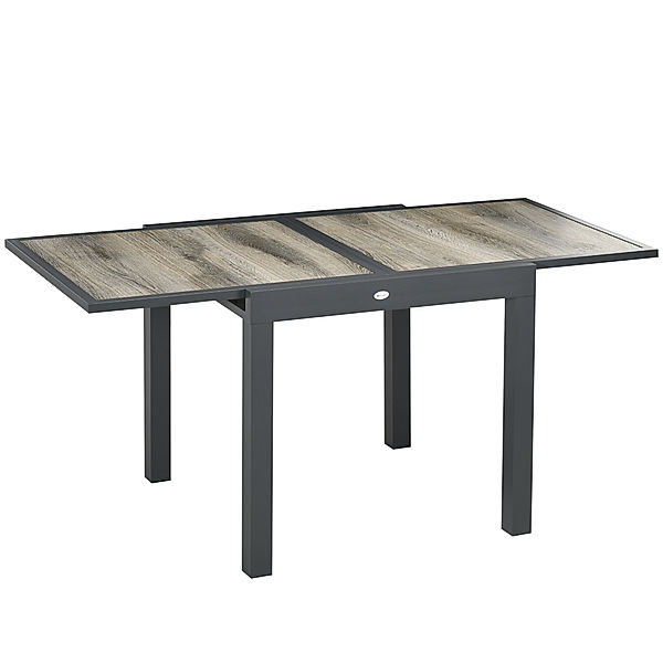 Gartentisch mit ausziehbarer Tischplatte natur, schwarz (Farbe: mehrfarbig)