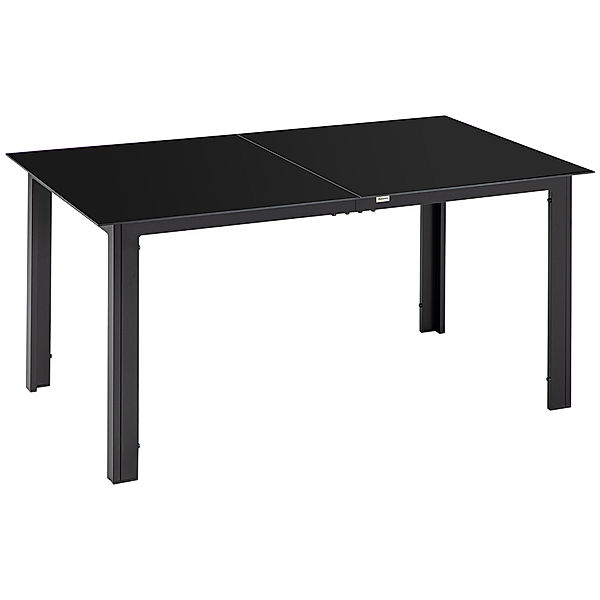 Gartentisch mit Glastischplatte schwarz (Farbe: schwarz)