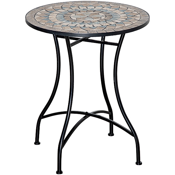 Gartentisch mit Mosaikplatte (Farbe: braun, schwarz)