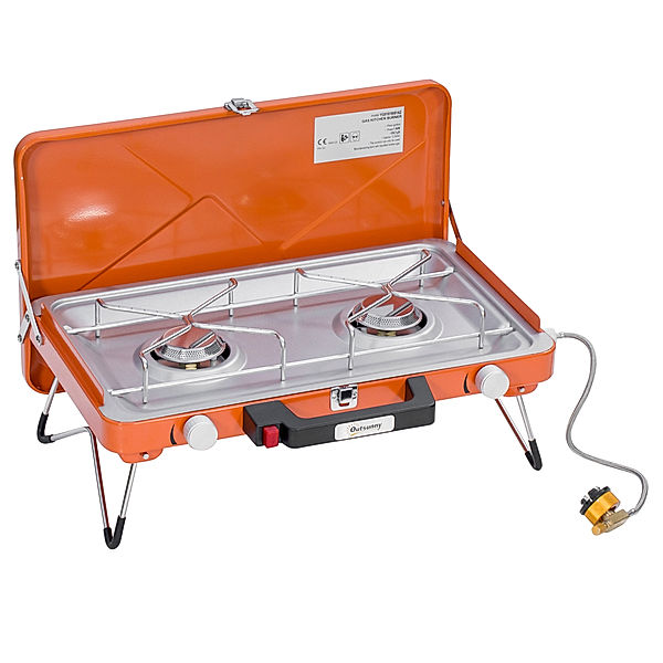 Gasgrill mit Kofferdesign für leichten Transport orange (Farbe: orange)