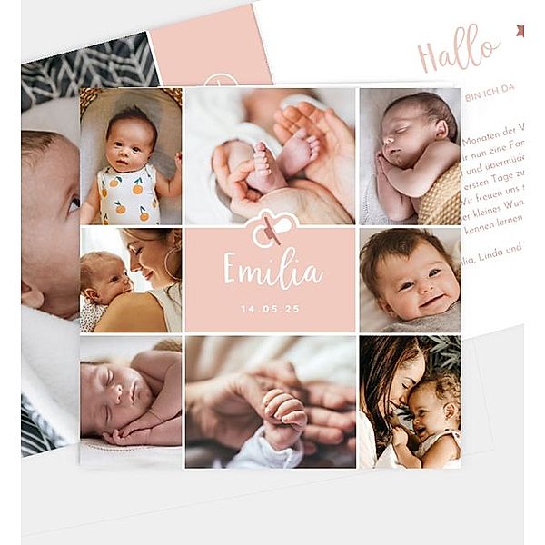 Geburtsanzeige Baby Collage, Klappkarte quadratisch (145 x 145mm)
