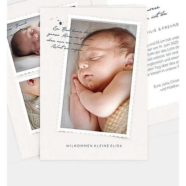 Geburtsanzeige Baby Letter, Klappkarte hoch (120 x 170mm)