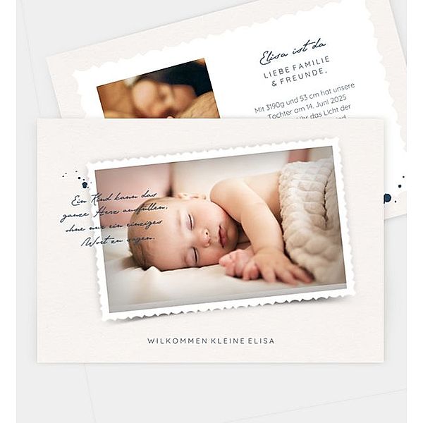 Geburtsanzeige Baby Letter, Postkarte quer (170 x 120mm)