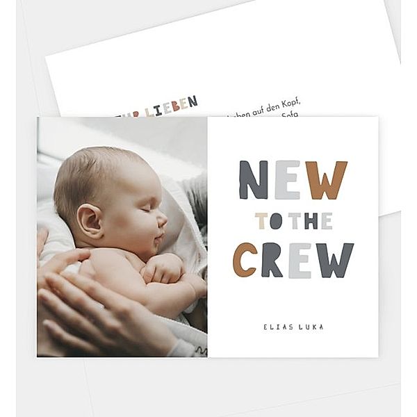 Geburtsanzeige Crew, Postkarte quer (170 x 120mm)