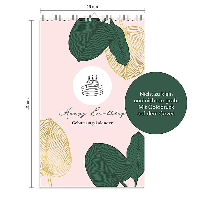 Geburtstagskalender immerwährend Jahresunabhängiger Kalender für  Geburtstage in rosa Geburtstagsübersicht zum Aufhän Buch