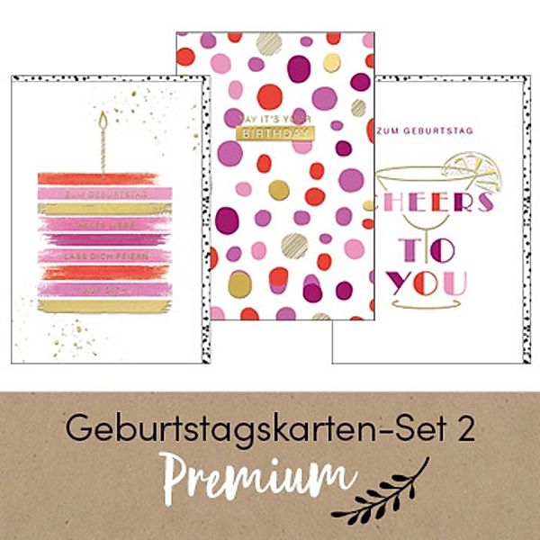 Geburtstagskarten-Set 2   Premium - 3 Karten