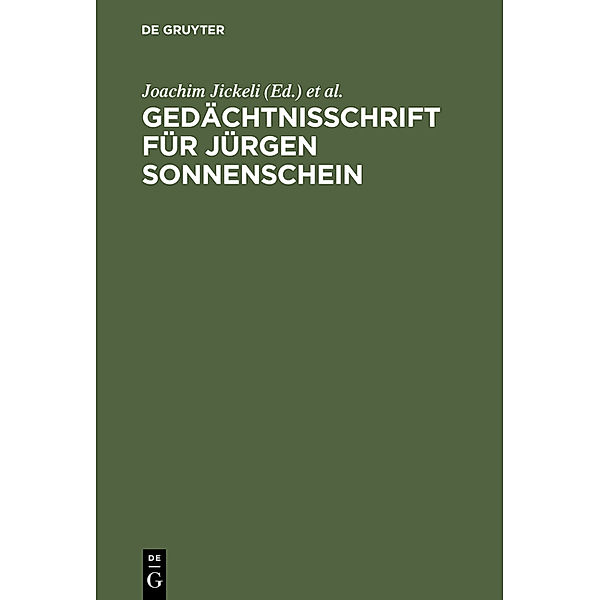 Gedächtnisschrift für Jürgen Sonnenschein