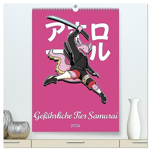 Gefährliche Tier Samurai (hochwertiger Premium Wandkalender 2024 DIN A2 hoch), Kunstdruck in Hochglanz, Luca Schmidt