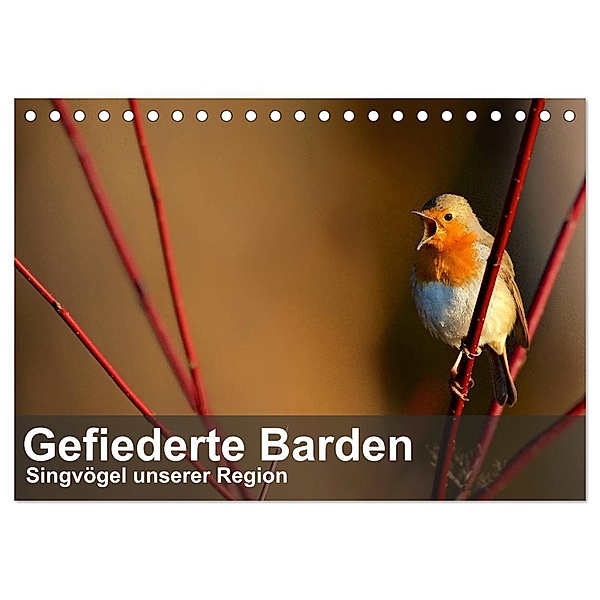 Gefiederte Barden - Singvögel unserer Region (Tischkalender 2024 DIN A5 quer), CALVENDO Monatskalender, Alexander Krebs