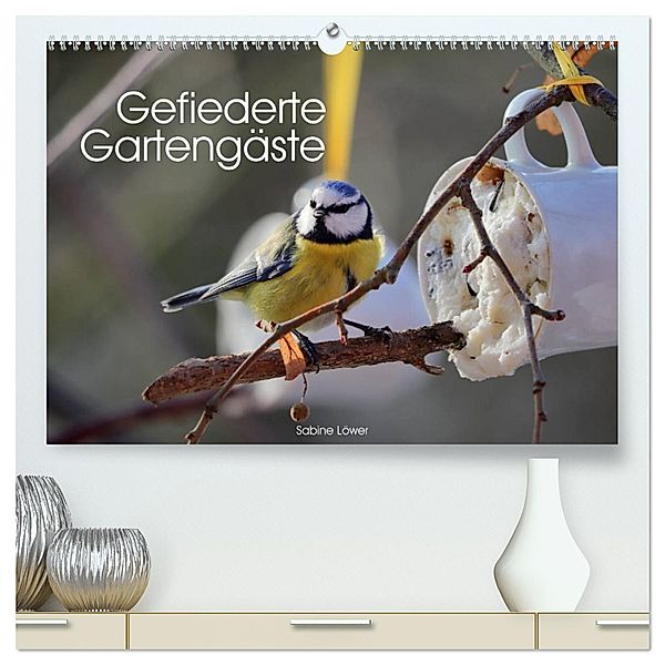 Gefiederte Gartengäste (hochwertiger Premium Wandkalender 2025 DIN A2 quer), Kunstdruck in Hochglanz, Calvendo, Sabine Löwer