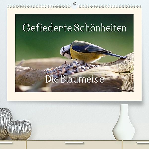 Gefiederte Schönheiten - Die Blaumeise (Premium, hochwertiger DIN A2 Wandkalender 2023, Kunstdruck in Hochglanz), rolf pötsch