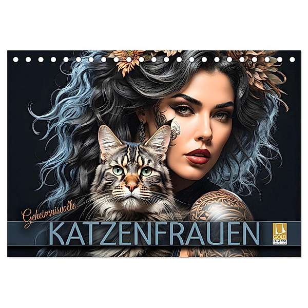 Geheimnisvolle Katzenfrauen (Tischkalender 2025 DIN A5 quer), CALVENDO Monatskalender, Calvendo, Renate Utz