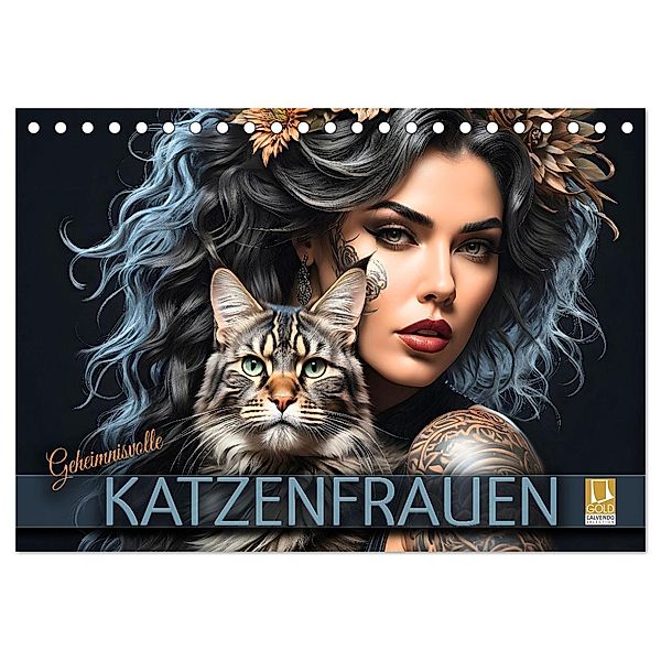 Geheimnisvolle Katzenfrauen (Tischkalender 2025 DIN A5 quer), CALVENDO Monatskalender, Calvendo, Renate Utz