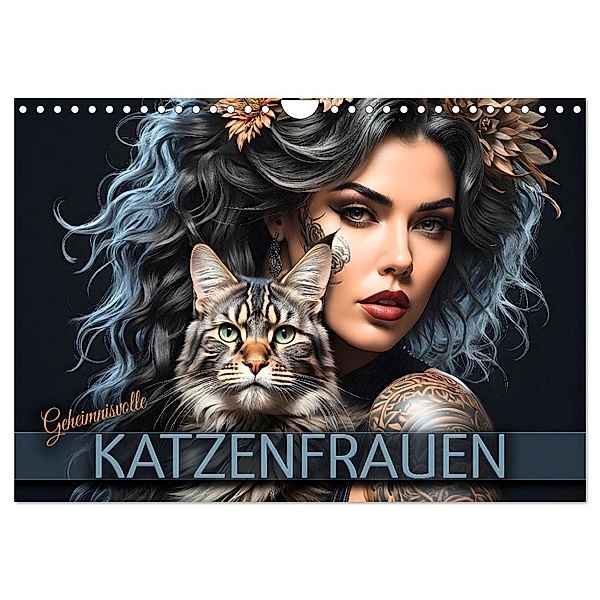Geheimnisvolle Katzenfrauen (Wandkalender 2024 DIN A4 quer), CALVENDO Monatskalender, Calvendo, Renate Utz