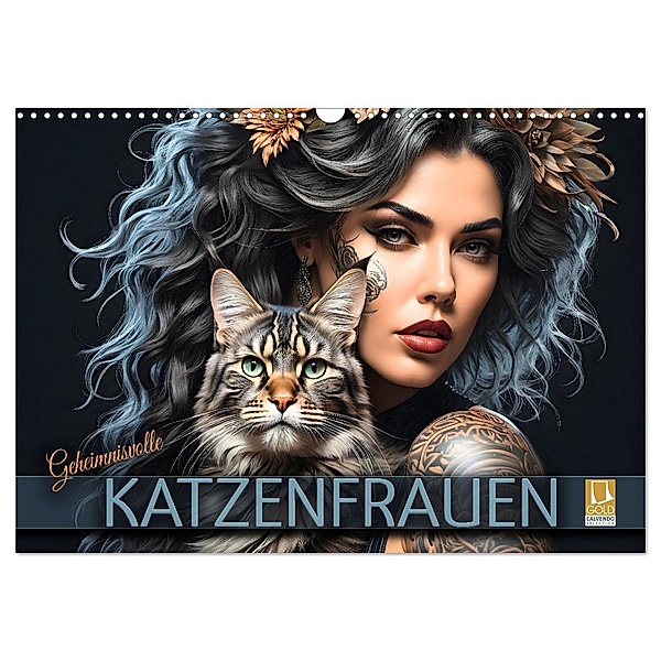 Geheimnisvolle Katzenfrauen (Wandkalender 2025 DIN A3 quer), CALVENDO Monatskalender, Calvendo, Renate Utz