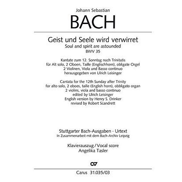 Geist und Seele wird verwirret (Klavierauszug), Johann Sebastian Bach