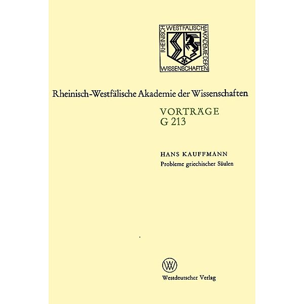 Geisteswissenschaften / Rheinisch-Westfälische Akademie der Wissenschaften Bd.213, Hans Kauffmann