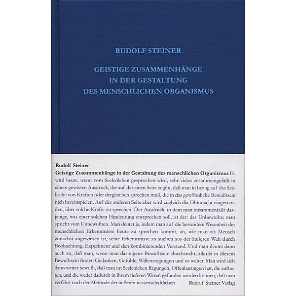 Geistige Zusammenhänge in der Gestaltung des menschlichen Organismus, Rudolf Steiner