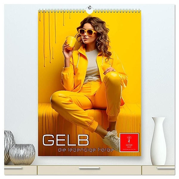 Gelb, die lebendige Farbe (hochwertiger Premium Wandkalender 2024 DIN A2 hoch), Kunstdruck in Hochglanz, Peter Roder
