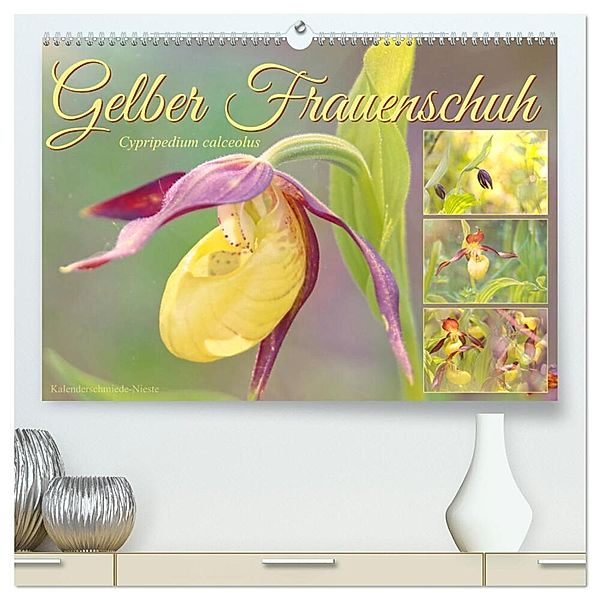 Gelber Frauenschuh (hochwertiger Premium Wandkalender 2024 DIN A2 quer), Kunstdruck in Hochglanz, Sabine Löwer