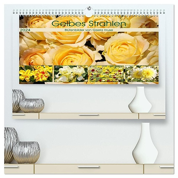 Gelbes Strahlen Blütenbilder (hochwertiger Premium Wandkalender 2024 DIN A2 quer), Kunstdruck in Hochglanz, Gisela Kruse