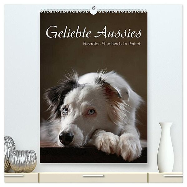 Geliebte Aussies - Australian Shepherds im Portrait (hochwertiger Premium Wandkalender 2024 DIN A2 hoch), Kunstdruck in Hochglanz, Jana Behr