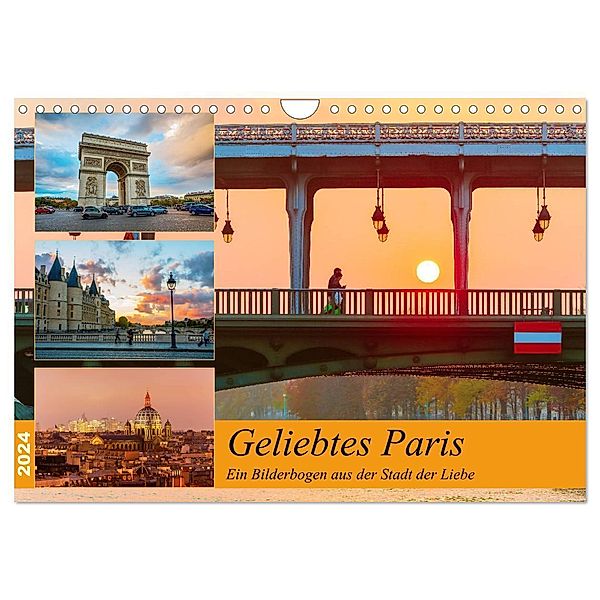 Geliebtes Paris - Ein Bilderbogen aus der Stadt der Liebe (Wandkalender 2024 DIN A4 quer), CALVENDO Monatskalender, Christian Müller