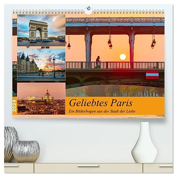 Geliebtes Paris - Ein Bilderbogen aus der Stadt der Liebe (hochwertiger Premium Wandkalender 2024 DIN A2 quer), Kunstdruck in Hochglanz, Christian Müller