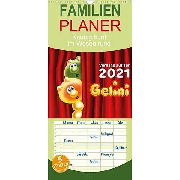 Gelini Familienplaner (Wandkalender 2021 , 21 cm x 45 cm, hoch), Kiddinx Media GmbH