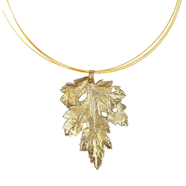 Gemshine Halskette Chrysanthemenblatt, Silber 925 vergoldet (Farbe: gold)