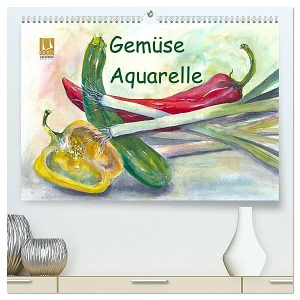 Gemüse Aquarelle (hochwertiger Premium Wandkalender 2024 DIN A2 quer), Kunstdruck in Hochglanz, Jitka Krause