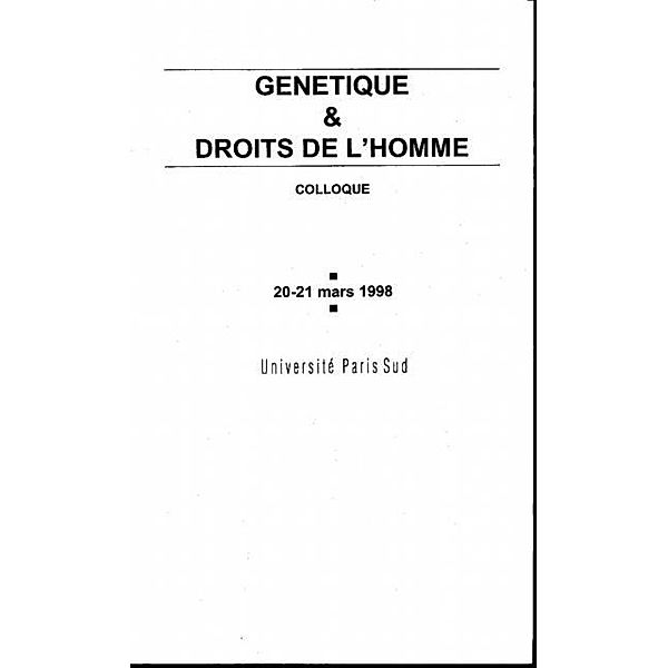 GENETIQUE ET DROITS DE L'HOMME / Hors-collection, Collectif