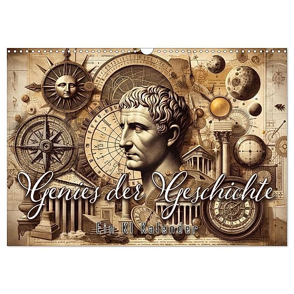 Genies der Geschichte - Ein KI Kalender (Wandkalender 2025 DIN A3 quer), CALVENDO Monatskalender, Calvendo, artefacti