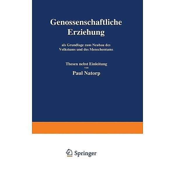 Genossenschaftliche Erziehung, Paul Natorp