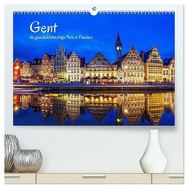 Gent - die geschichtsträchtige Perle in Flandern (hochwertiger Premium Wandkalender 2024 DIN A2 quer), Kunstdruck in Hochglanz, Christian Müller